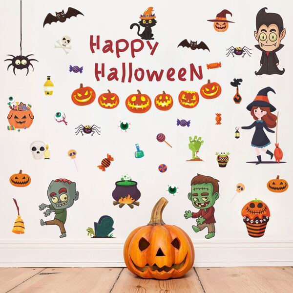 

Halloween Pattern Wall Sticker, Multicolor