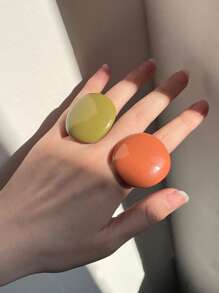 2pcs Geo Resin Ring - Multicolor - View 1