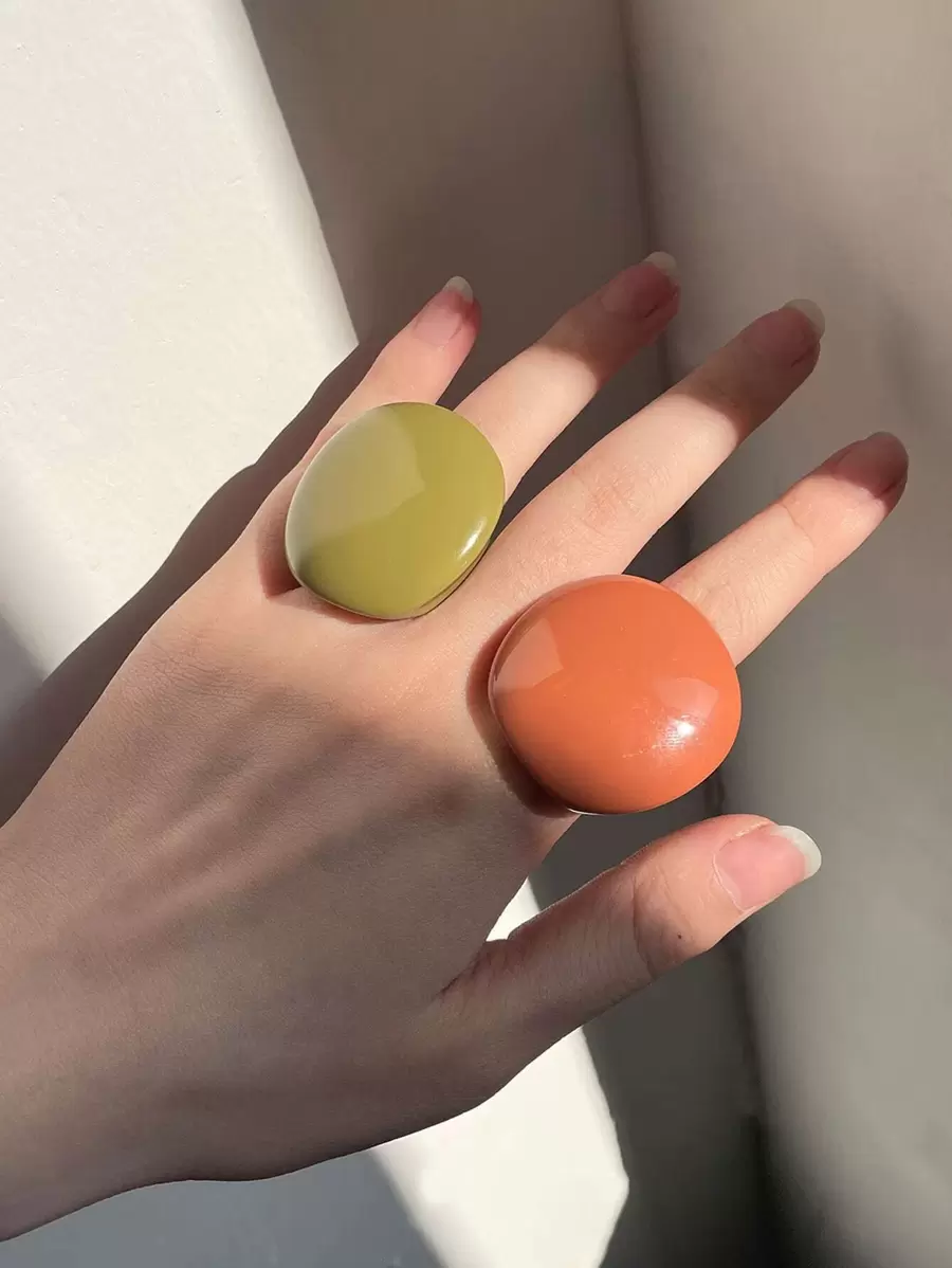 2pcs Geo Resin Ring - Multicolor - View 1