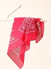 1 pieza Pañuelo cuadrado pequeño de 100% algodón con estampado de anacardo - Rojo - Ver 5