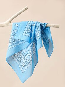 1 Pieza Bandana Con Estampado Paisley, Envoltura Para Cabeza De Vaquero O Vaquera Para Actividades Al Aire Libre Y Viajes - Azul - Ver 4