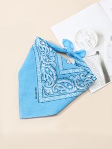 1 Pieza Bandana Con Estampado Paisley, Envoltura Para Cabeza De Vaquero O Vaquera Para Actividades Al Aire Libre Y Viajes - Azul - Ver 5