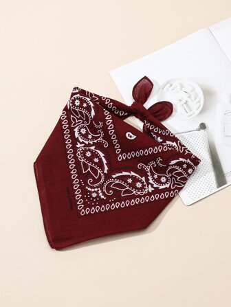 1 pieza Pañuelo tipo bandana con estampado de cachemira, pañuelo bohemio para el cuello, vestuario para festivales, pañuelo, diadema, ideal para vestir y complementar tu look en Navidad