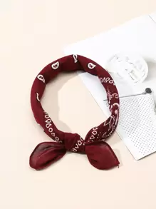 1 件佩斯利印花头巾波西米亚风围巾狂欢装扮节日头巾、发带、头带非常适合装扮你的圣诞节 - 酒紅色 - 查看 4