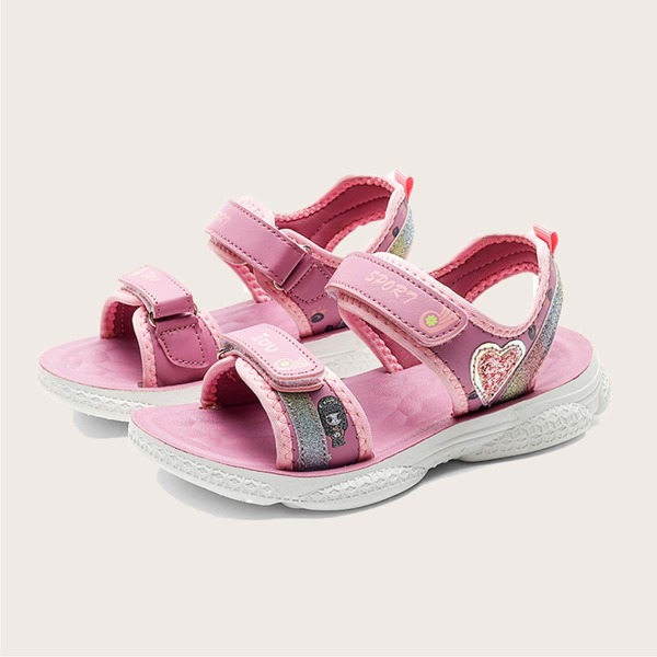 

Toddler Girls Appliques Detail Velcro Strap Sport Sandals, Pink