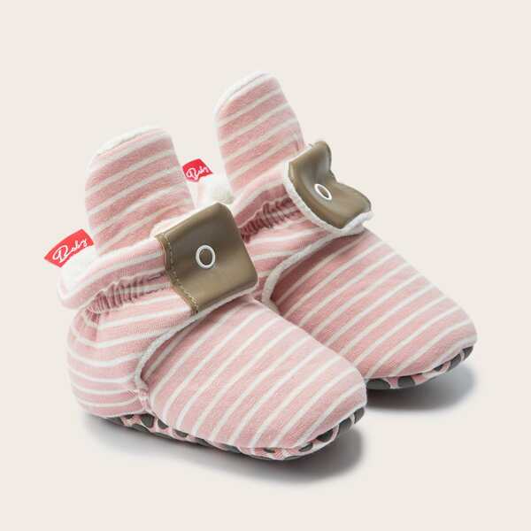 

Baby Striped Pattern Boots, Pink