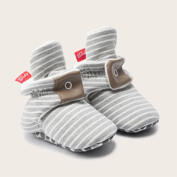

Baby Striped Pattern Boots, Light grey