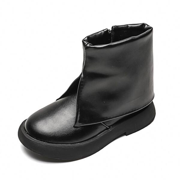 

Girls Minimalist Side Zipper Boots, Black