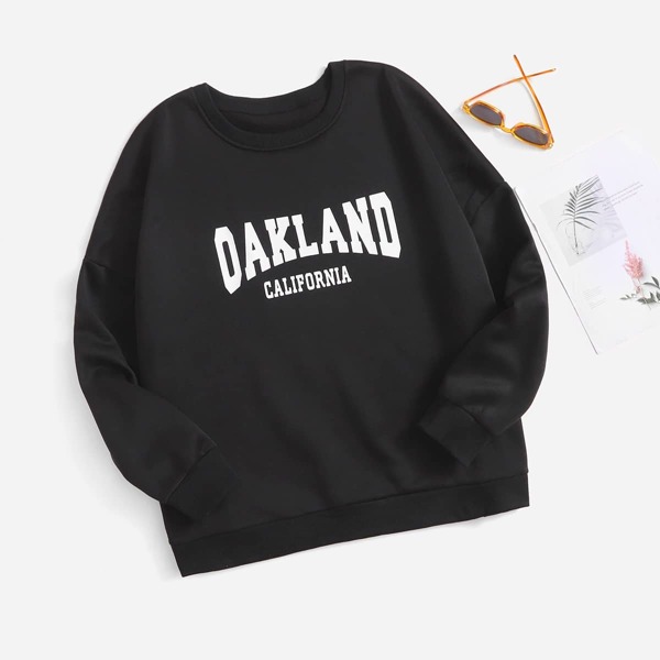 

Plus Letter Graphic Drop Shoulder Sweatshirt, Black