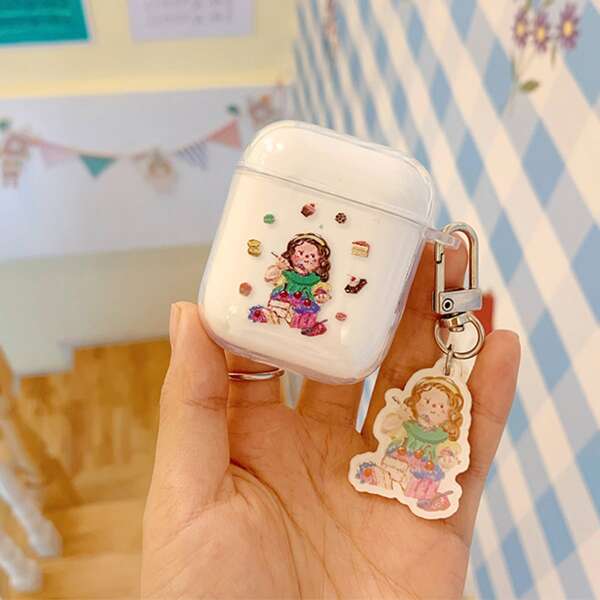 

Cartoon Girl Pattern Case For Airpods, White