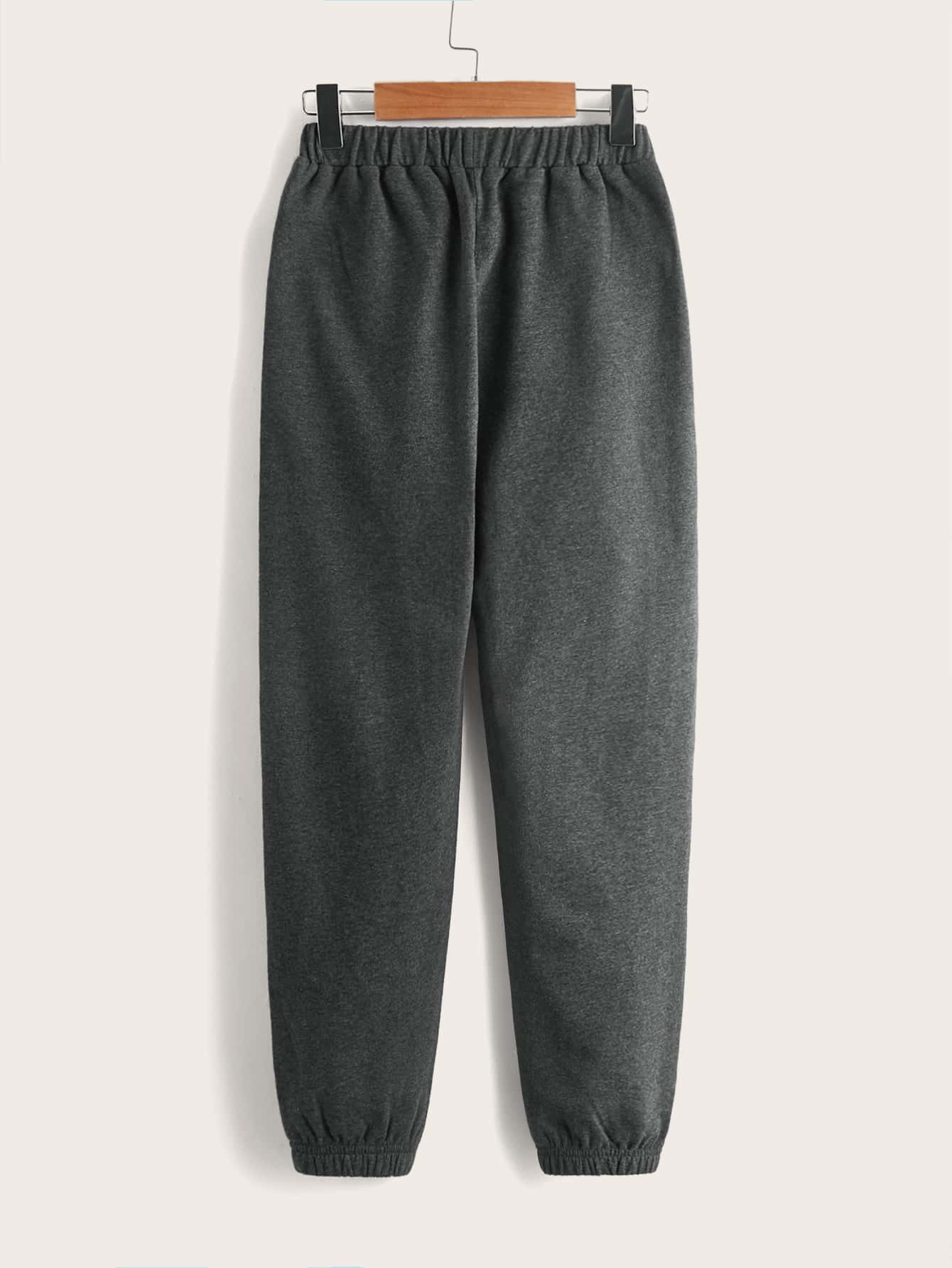 SHEIN Boys Chinese Dragon & Slogan Graphic Sweatpants - Dark Grey - View 2