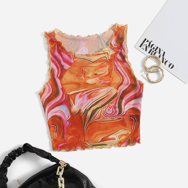 

Marbled Print Tank Top, Multicolor