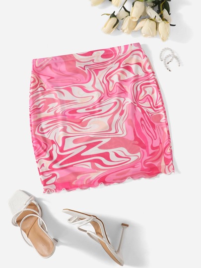 Marble Print Mini Skirt