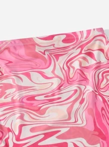 SHEIN ICON Marble Print Mini Skirt - Hot Pink - View 3
