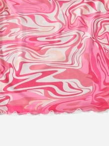 SHEIN ICON Marble Print Mini Skirt - Hot Pink - View 5