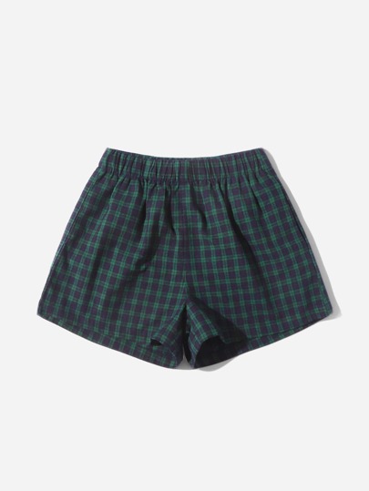 SHEIN EZwear 彈性腰帶格紋短褲