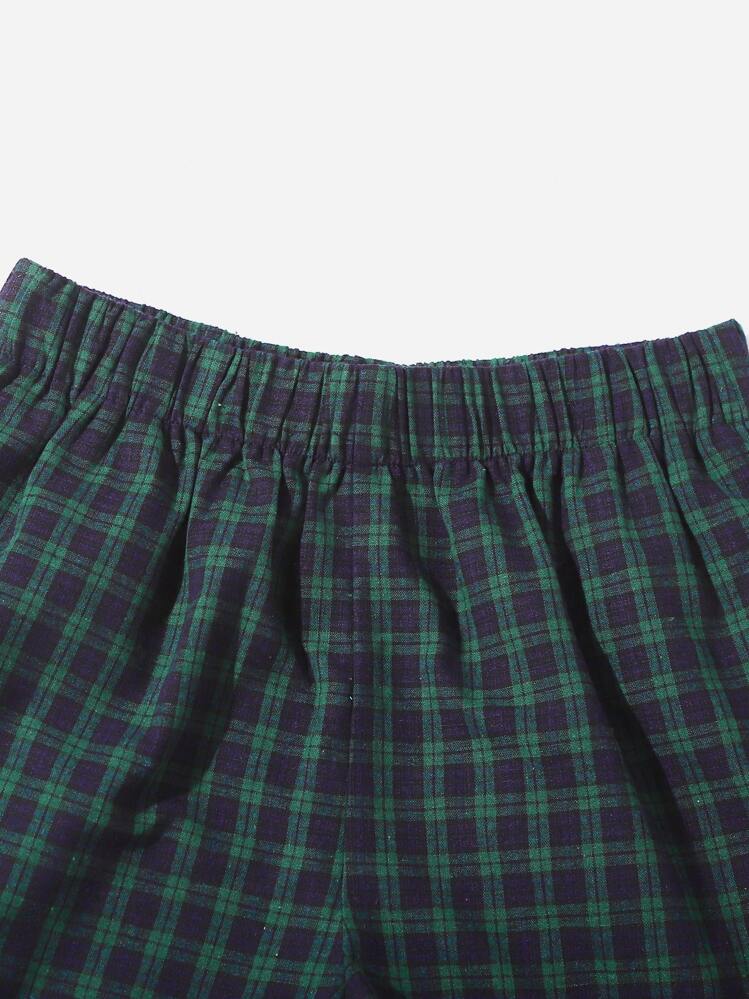 SHEIN EZwear 彈性腰帶格紋短褲 - 彩色 - 查看 4