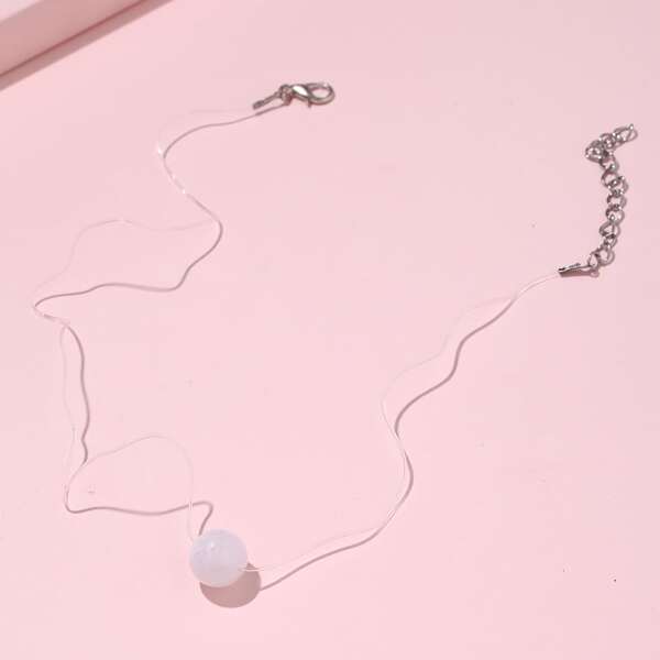 

Round Ball Decor Necklace, White