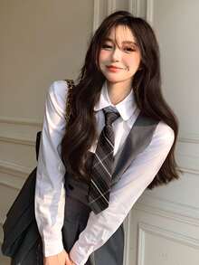 Solid Double Breasted Crop Waistcoat