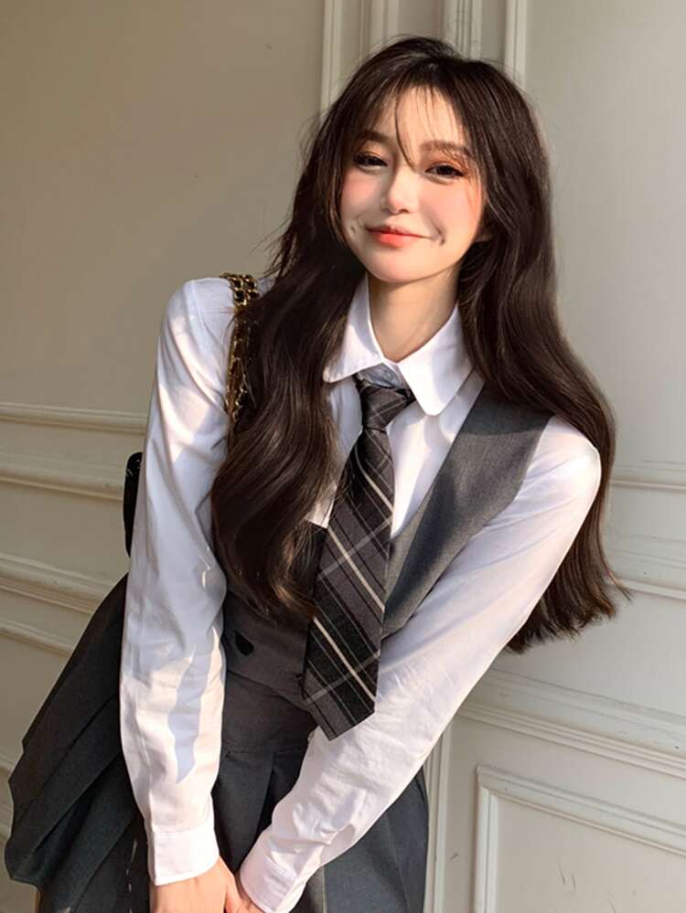 纯色双排扣短款马甲，休闲夏季款 - 灰色 - 查看 4