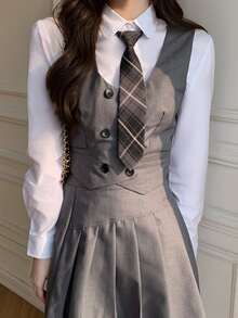 Solid Double Breasted Crop Waistcoat