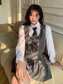 Solid Double Breasted Crop Waistcoat