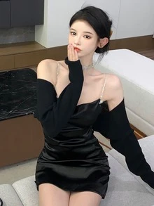 Solid Bolero Shrug Cardigan - Black - View 6