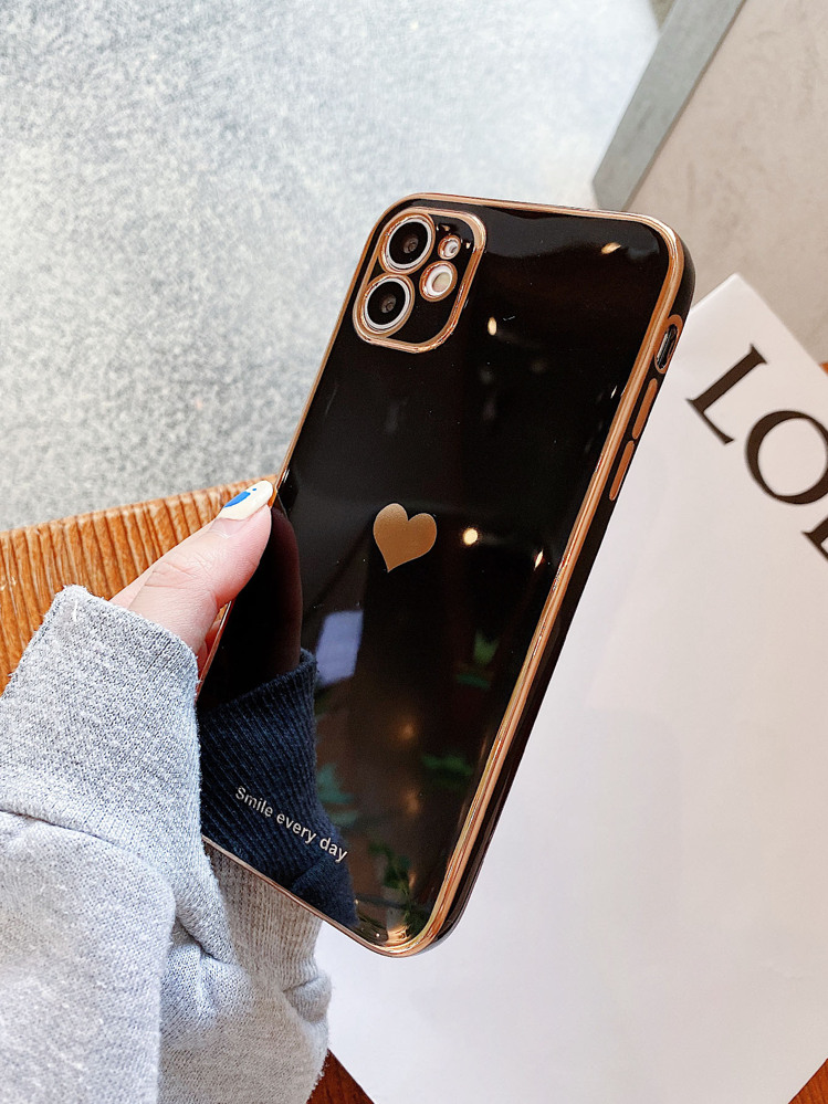 Heart Pattern Phone Case - Black - View 4