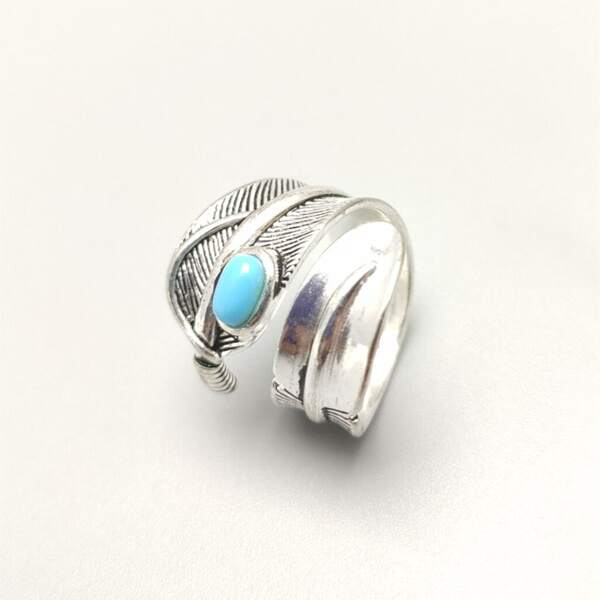

Stone Decor Cuff Ring, Antique silver