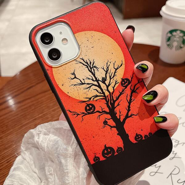 

Halloween Cartoon Graphic Phone Case, Multicolor