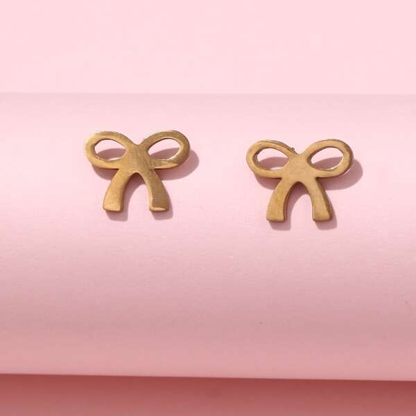 

Bow Decor Stud Earrings, Gold