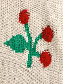 大碼花朵圖案落肩袖套頭毛衣 - 杏色 - 查看 3