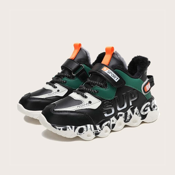 

Boys Fuzzy Colorblock Letter Graphic Sneakers, Multicolor