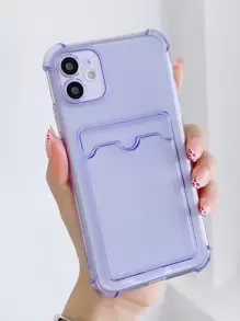 Clear Phone Case With Card Holder - Purple - View 2