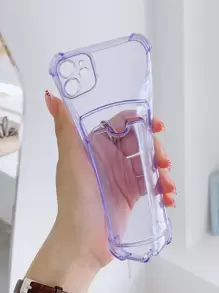 Clear Phone Case With Card Holder - Purple - View 4