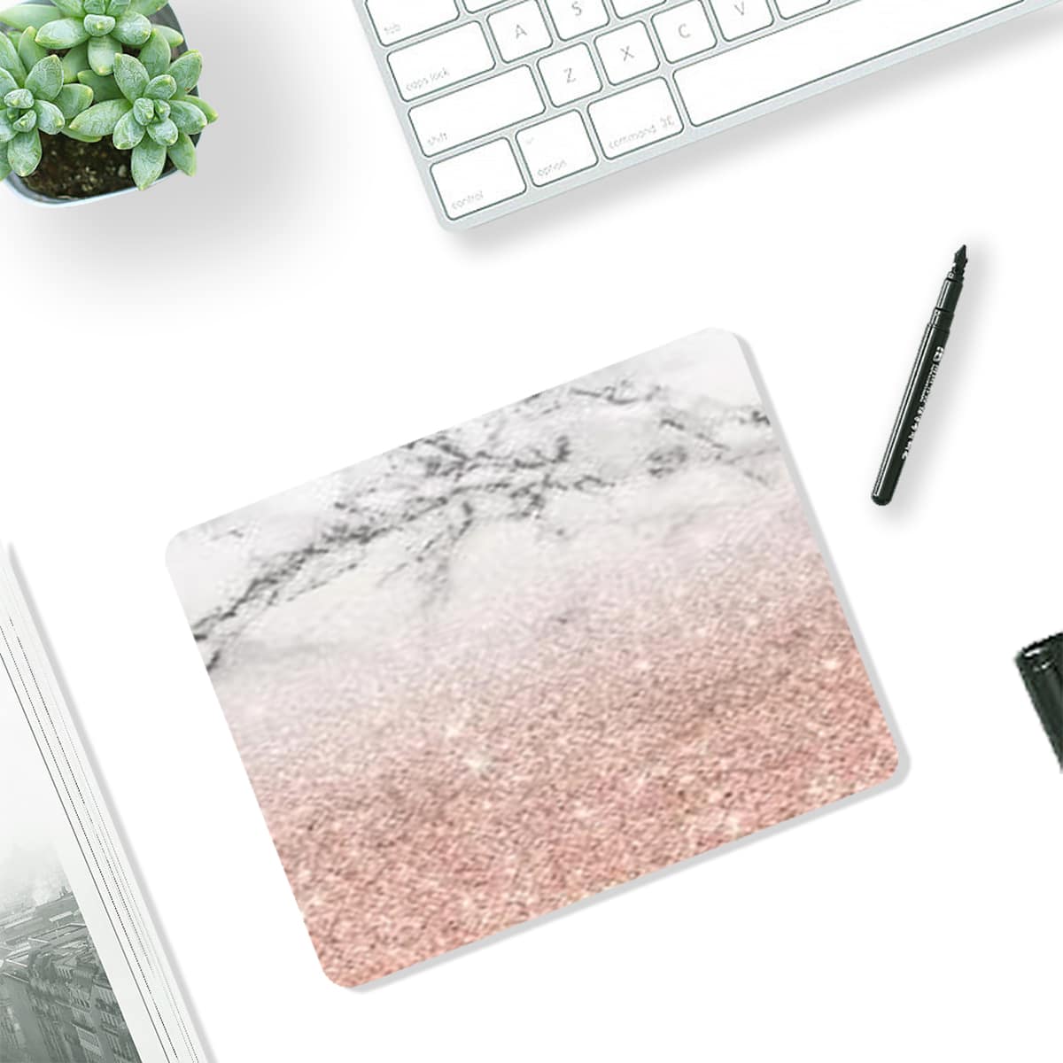 

Marble & Glitter Pattern Mouse Pad, Multicolor