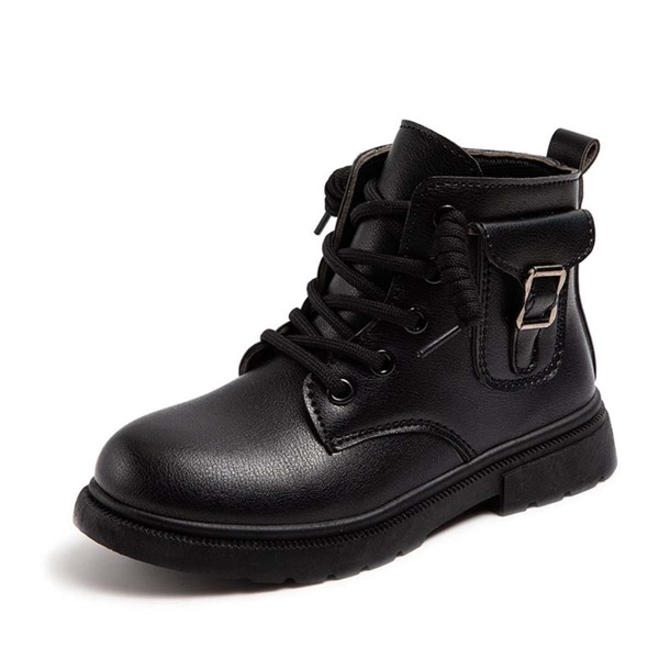 

Toddler Girls Buckle Decor Combat Boots, Black