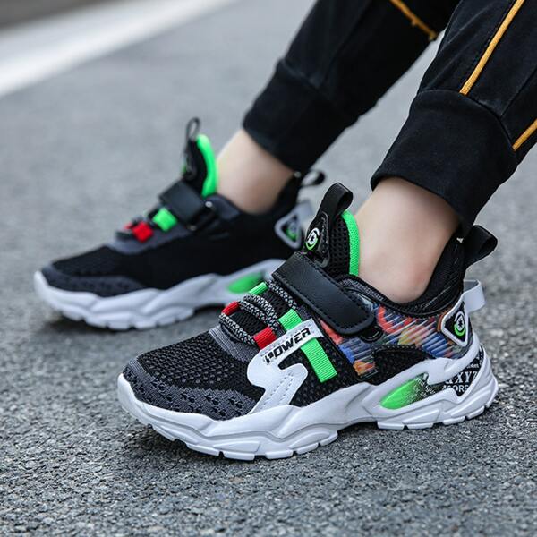 

Boys Colorblock Velcro Strap Knit Sneakers, Multicolor