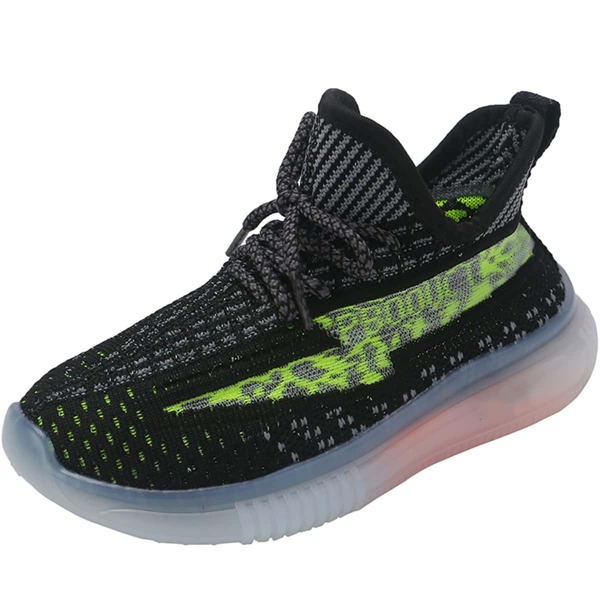 

Girls Lace Up Decor Knit Sneakers, Black