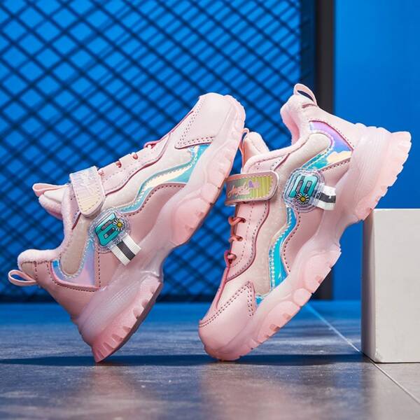

Girls Holographic Velcro Strap Sneakers, Multicolor