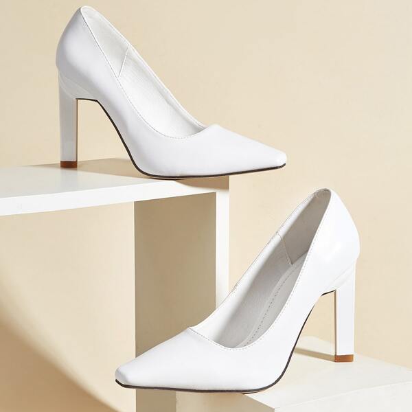 

Minimalist Stiletto Court Heels, White