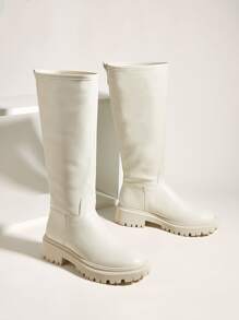 Minimalist Riding Boots - Beige - View 1