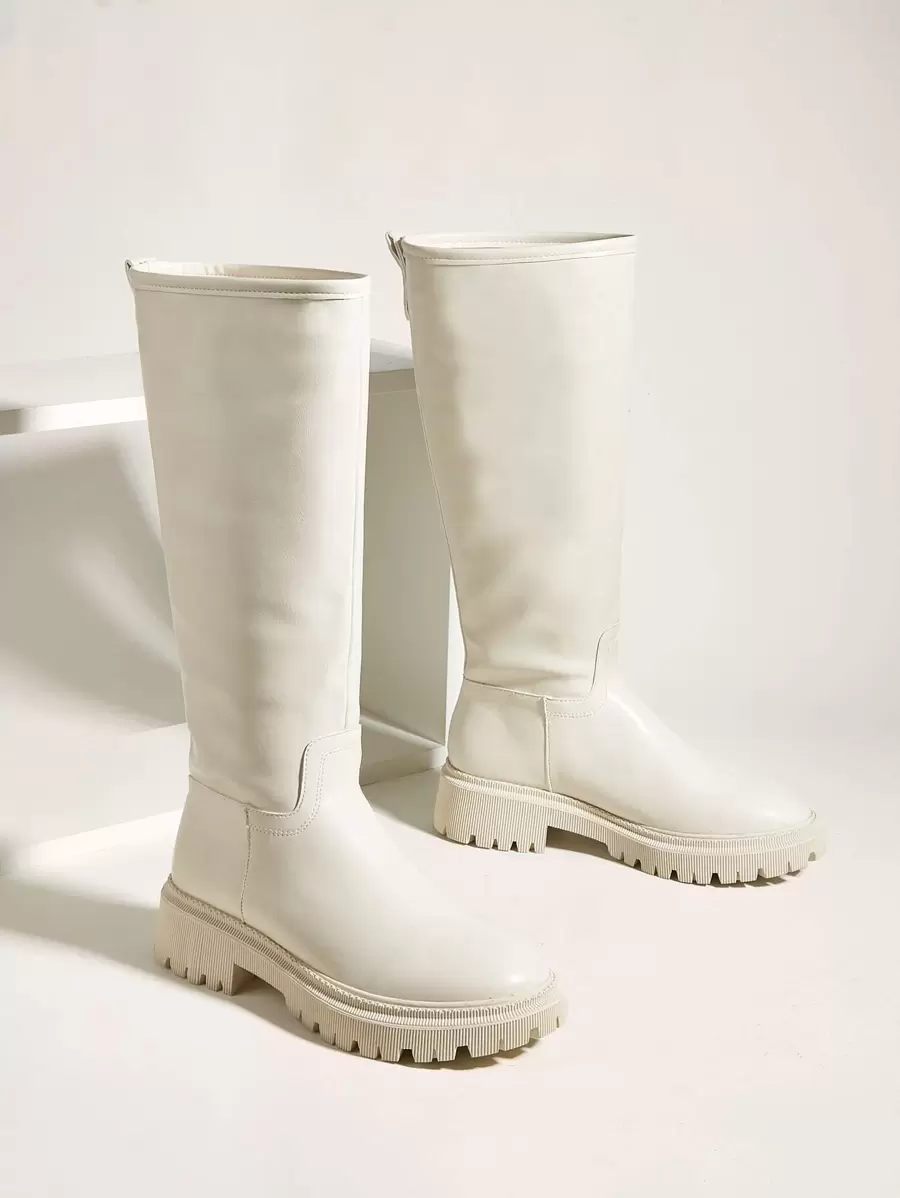 Minimalist Riding Boots - Beige - View 1