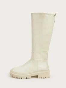 Minimalist Riding Boots - Beige - View 2