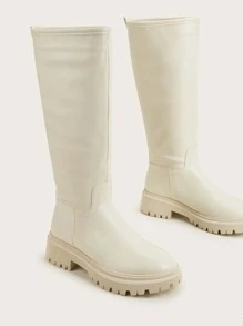 Minimalist Riding Boots - Beige - View 4