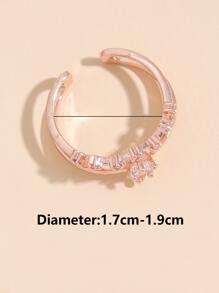 Cubic Zirconia Star Decor Cuff Ring - Rose Gold - View 4