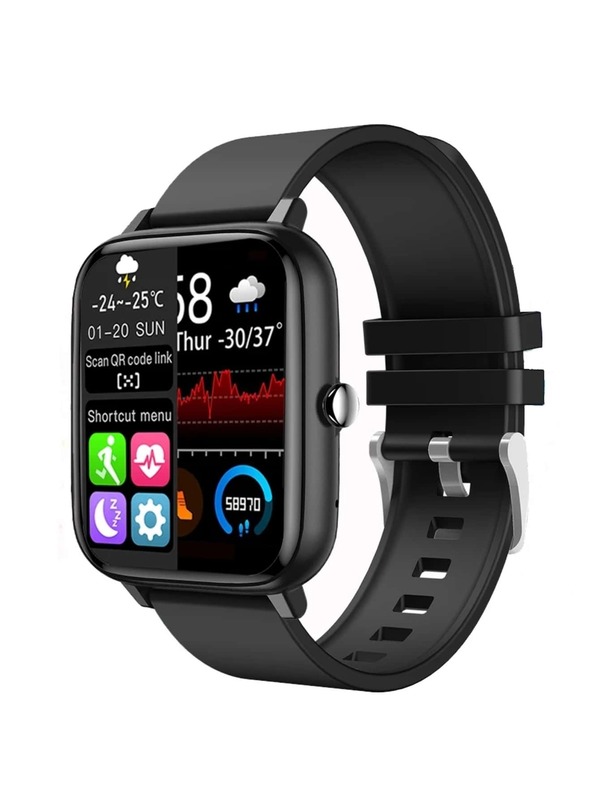 1pc Black Silicone Strap Sporty Heart Rate Monitoring And Calls Smart Watch, Compatible With Androids IOS Compatible With IPhone