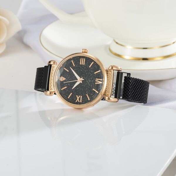 

Starry Sky Dial Mesh Strap Quartz Watch