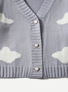 女孩雲朵圖案開襟衫 - 灰色 - 查看 3