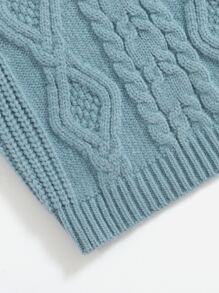 小女童麻花編織毛衣背心 - 霧霾藍 - 查看 3